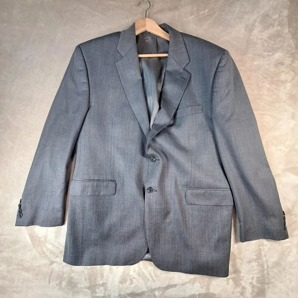 Lauren Ralph Lauren Suit Jacket Mens 46R Gray Wool Single Vent 2 Button Formal